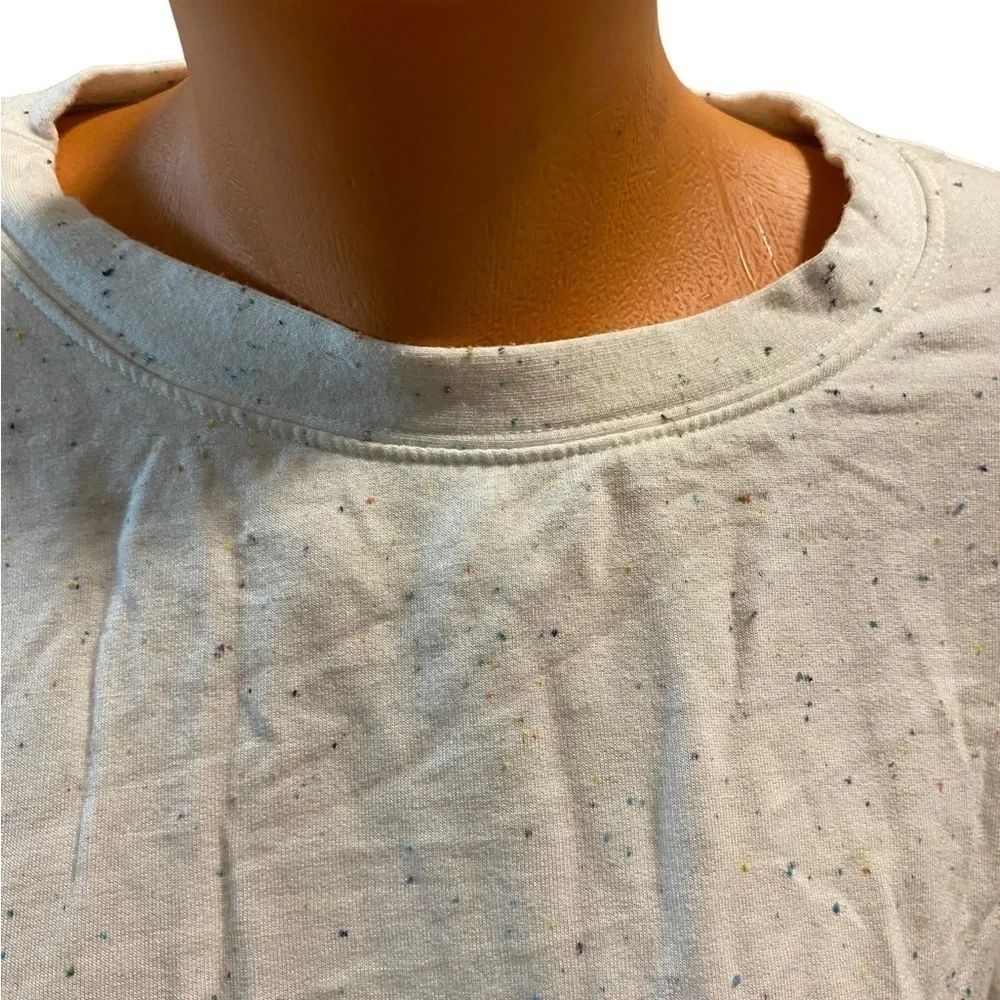 3 Dots Women's Ivory Large Pullover Top Stretch Warm Soft Sprinkles Pattern